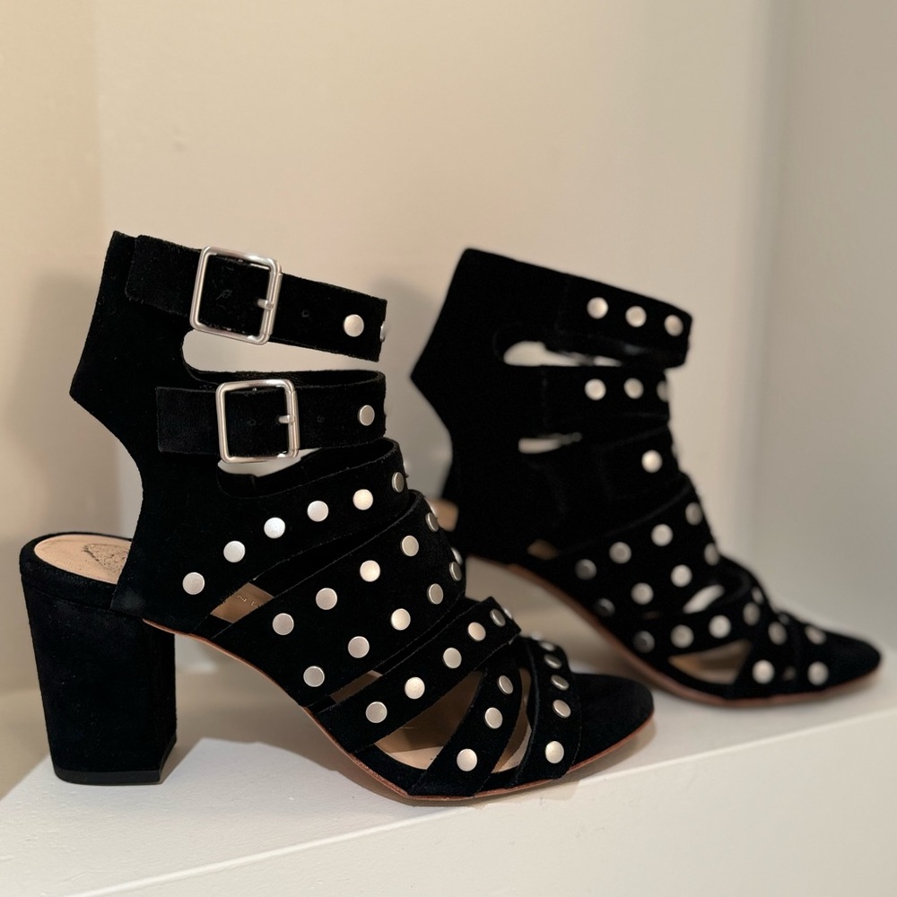 Loeffler Randal Black Studded Women's Sandals - size 7